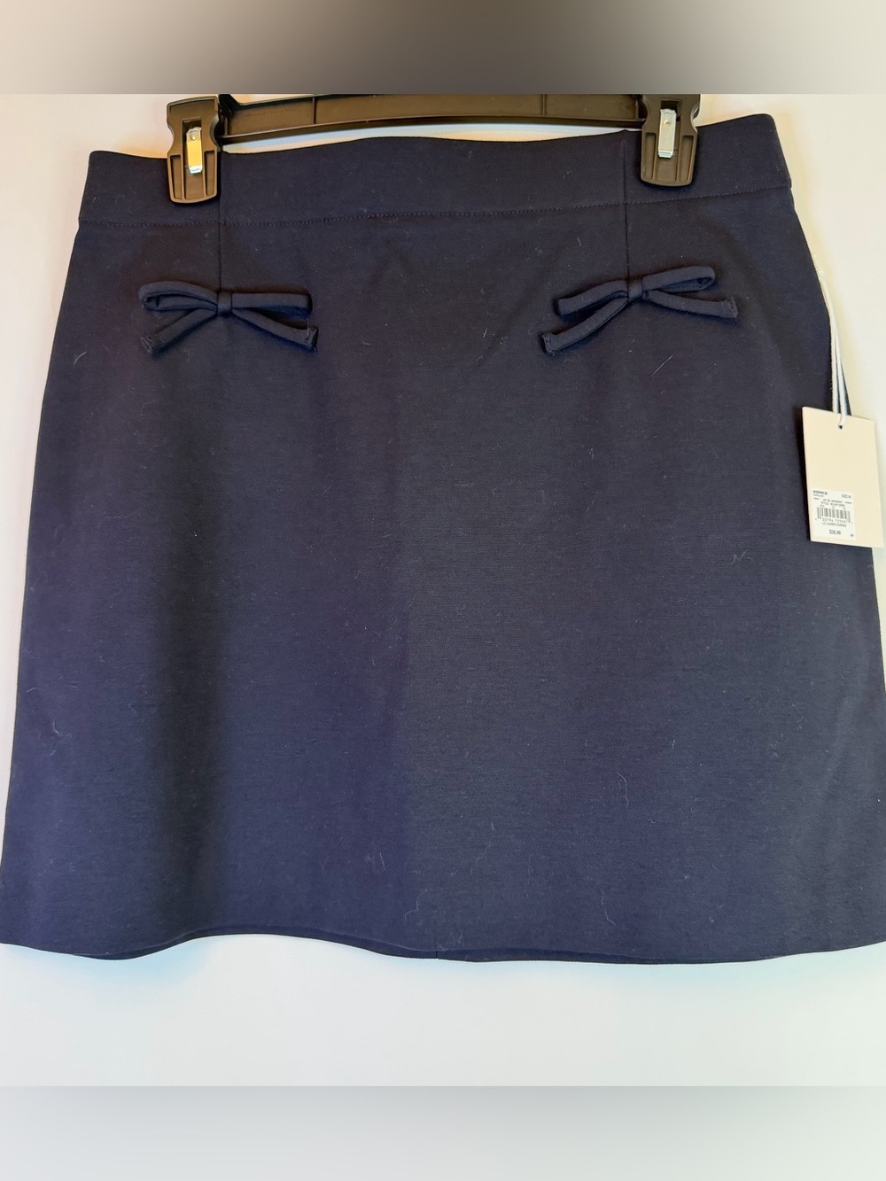 NEW LC Lauren Conrad Womens Medium Navy Mini Skirt Bows Elastic Zip